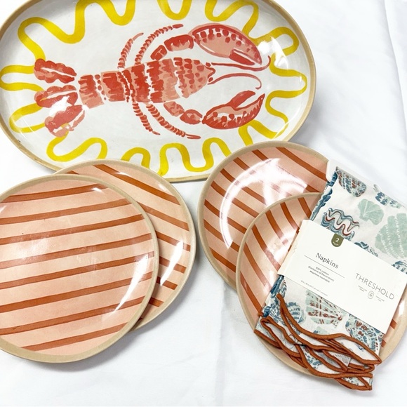 Threshold Lobster and Stripes Serveware Set - Yellow, Red, Tan - Picture 2 of 6